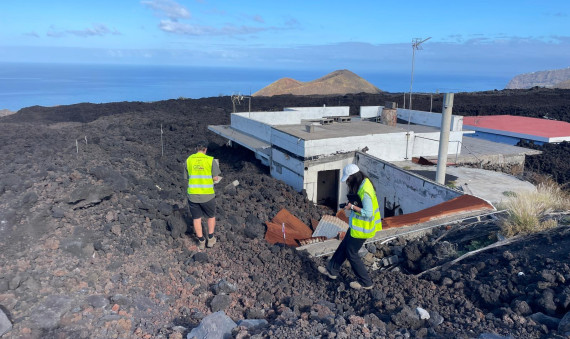 Surveying a lava field in La Palma