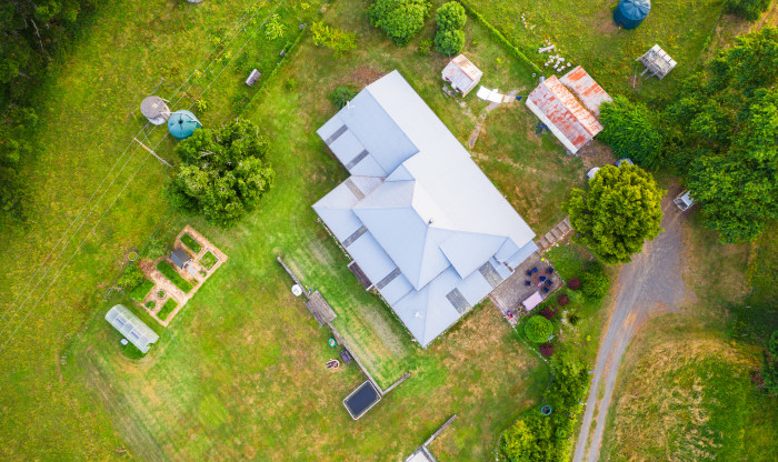 Top down view of house and land