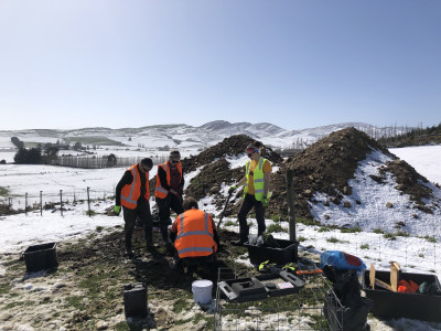 The research team installing seismometers in Southland