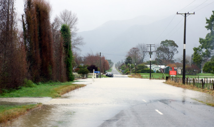 Flooding on a rural New Zealand road