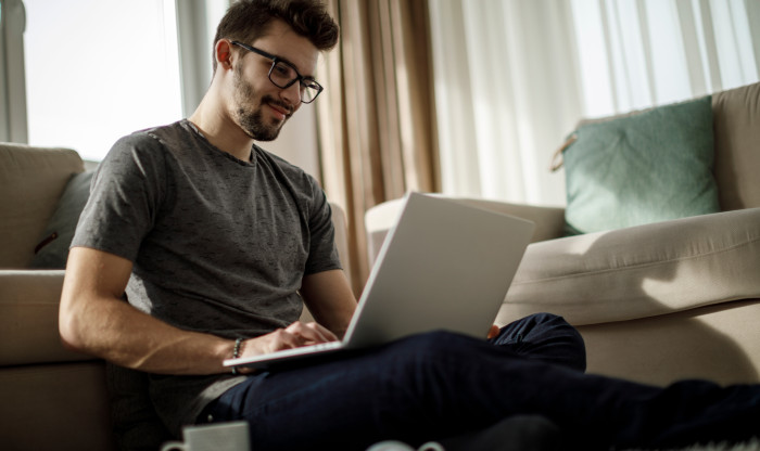 Person working on a laptop