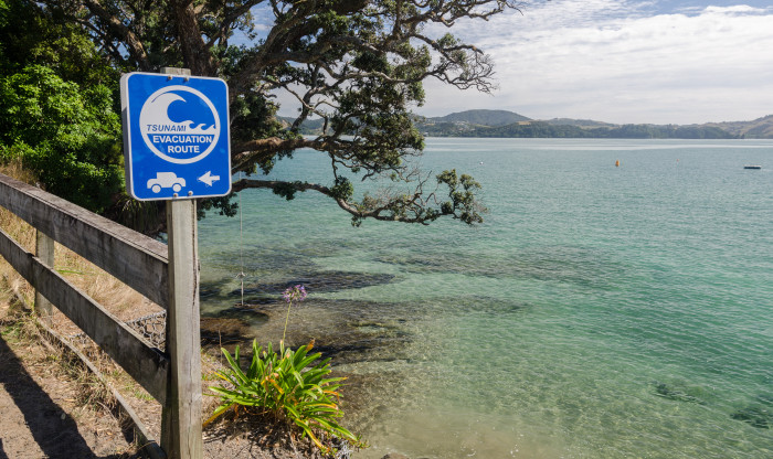 Tsunami sign at Mercury Bay Coromandel